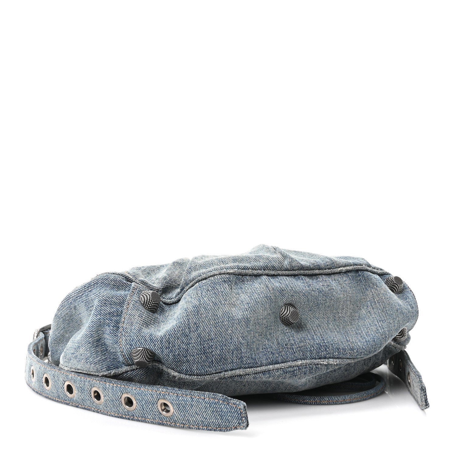 Balenciaga Washed Frayed Denim Crystal Small Le Cagole Shoulder Bag Blue 5 of 11