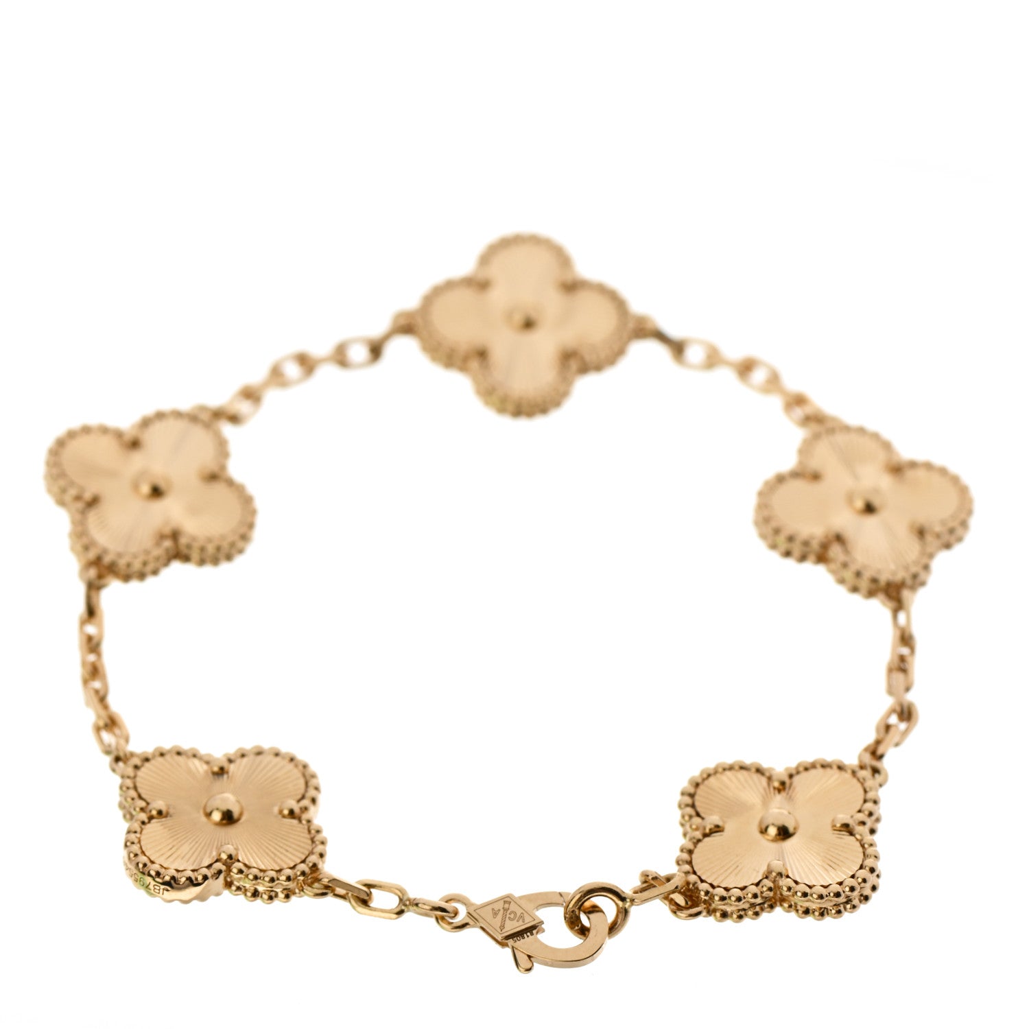 Van Cleef & Arpels 18K Yellow Gold 5 Motifs Guilloche Vintage Alhambra Bracelet 2 of 6