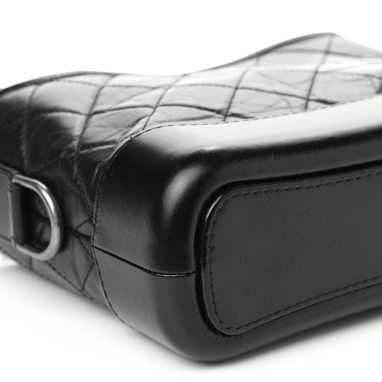 Aged Calfskin Quilted Small Gabrielle Hobo Black