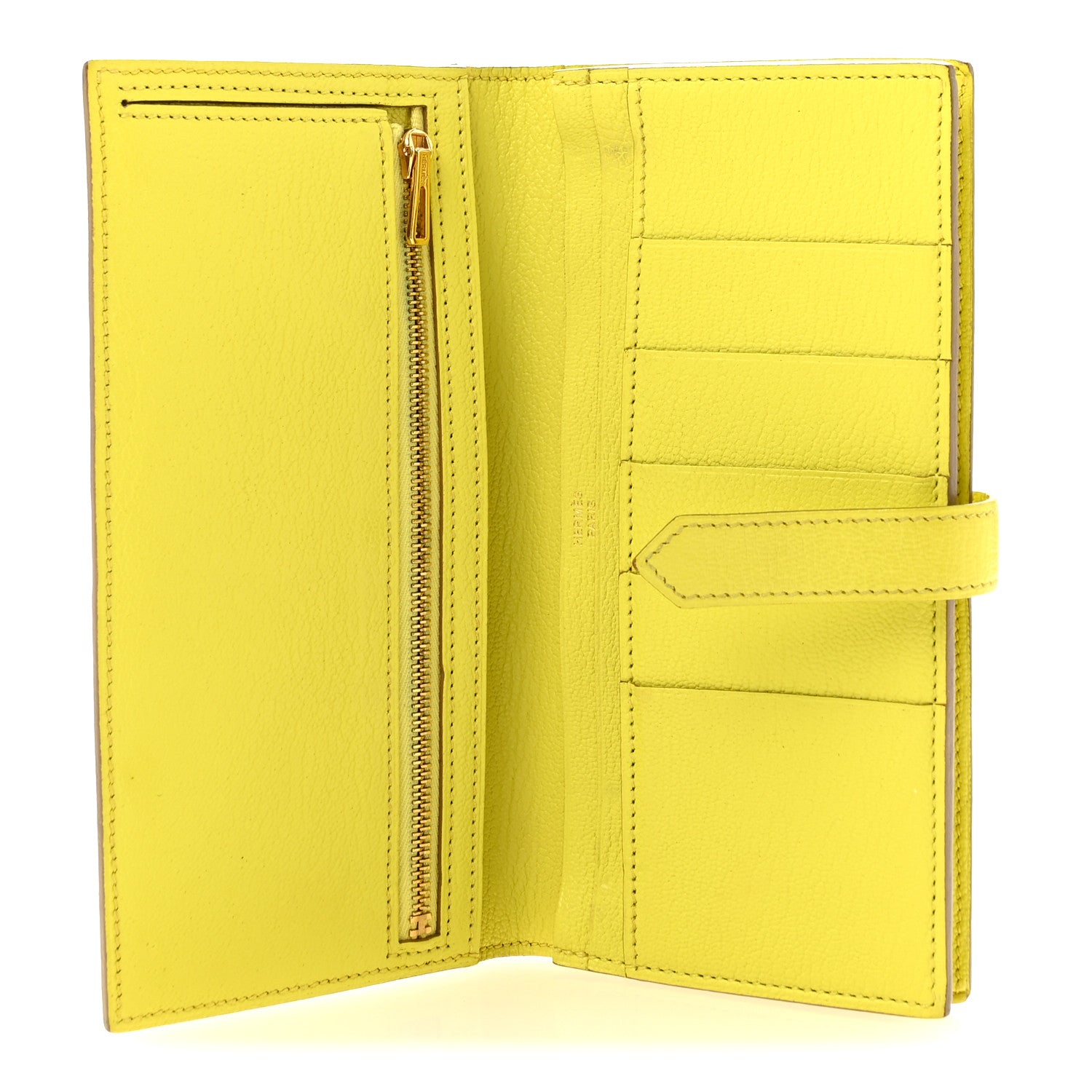 Hermes Chevre Mysore Bearn Gusset Wallet Lime 5 of 12