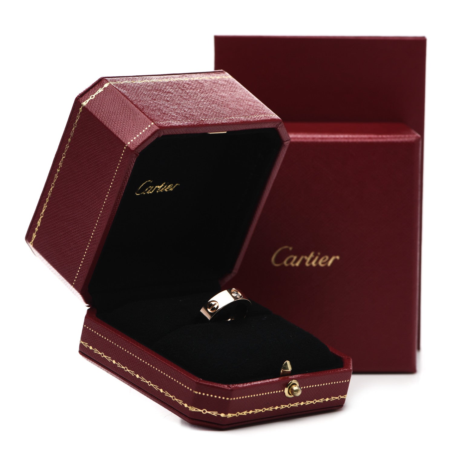 Cartier 18K Pink Gold 3 Diamond 5.5mm LOVE Ring 50 5.25 5 of 5