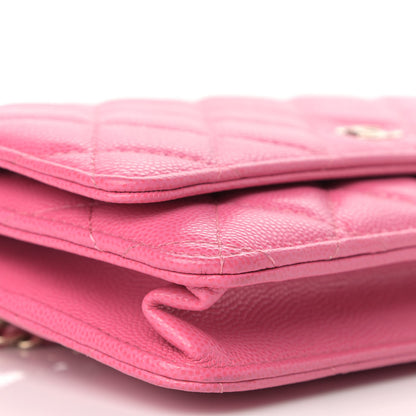 Chanel Caviar Quilted Wallet on Chain WOC Pink 9 of 11