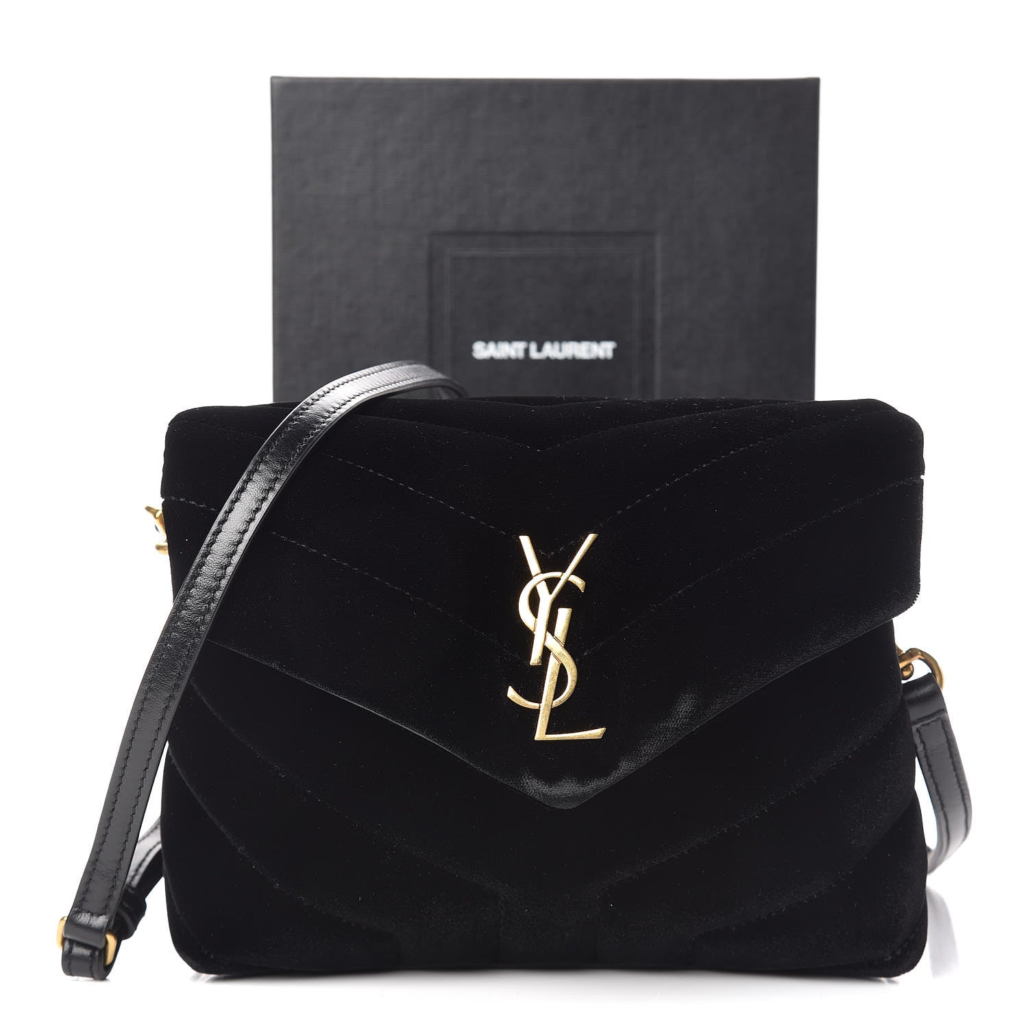 Saint Laurent Velvet Y Quilted Monogram Toy Loulou Crossbody Bag French Black 14 of 14