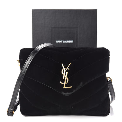 Saint Laurent Velvet Y Quilted Monogram Toy Loulou Crossbody Bag French Black 14 of 14
