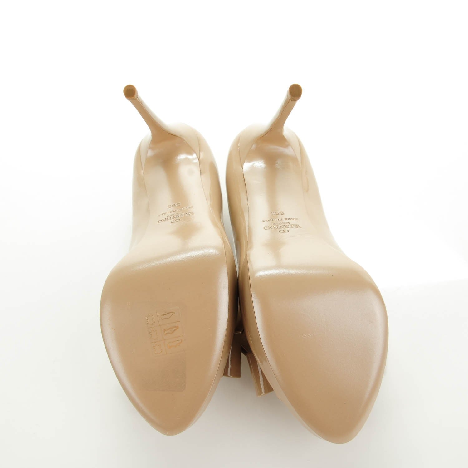 Valentino Garavani Patent Couture Bow Peep Toe 30/125mm Platform Pumps 39.5 Beige 5 of 7