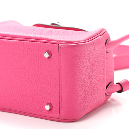Hermes Taurillon Clemence Mini Lindy 20 Rose Shocking 9 of 10