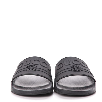 Gucci Rubber Womens Logo Slide Sandals 39 Black 2 of 10