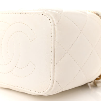 Chanel Lambskin Quilted CC Mini Vanity Case With Chain White 10 of 11