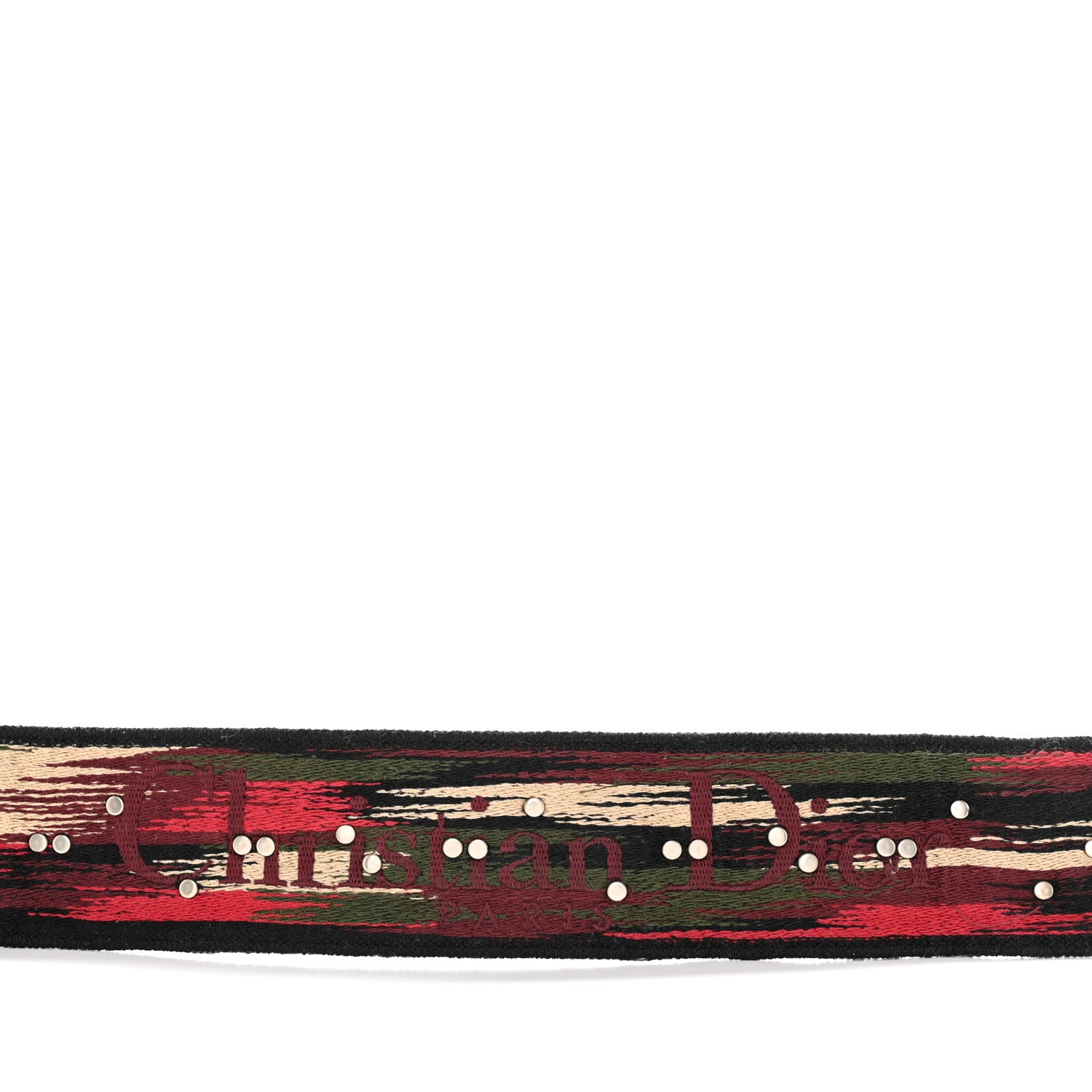 Christian Dior Canvas Embroidered Studded Bohemian Shoulder Strap Red 4 of 5