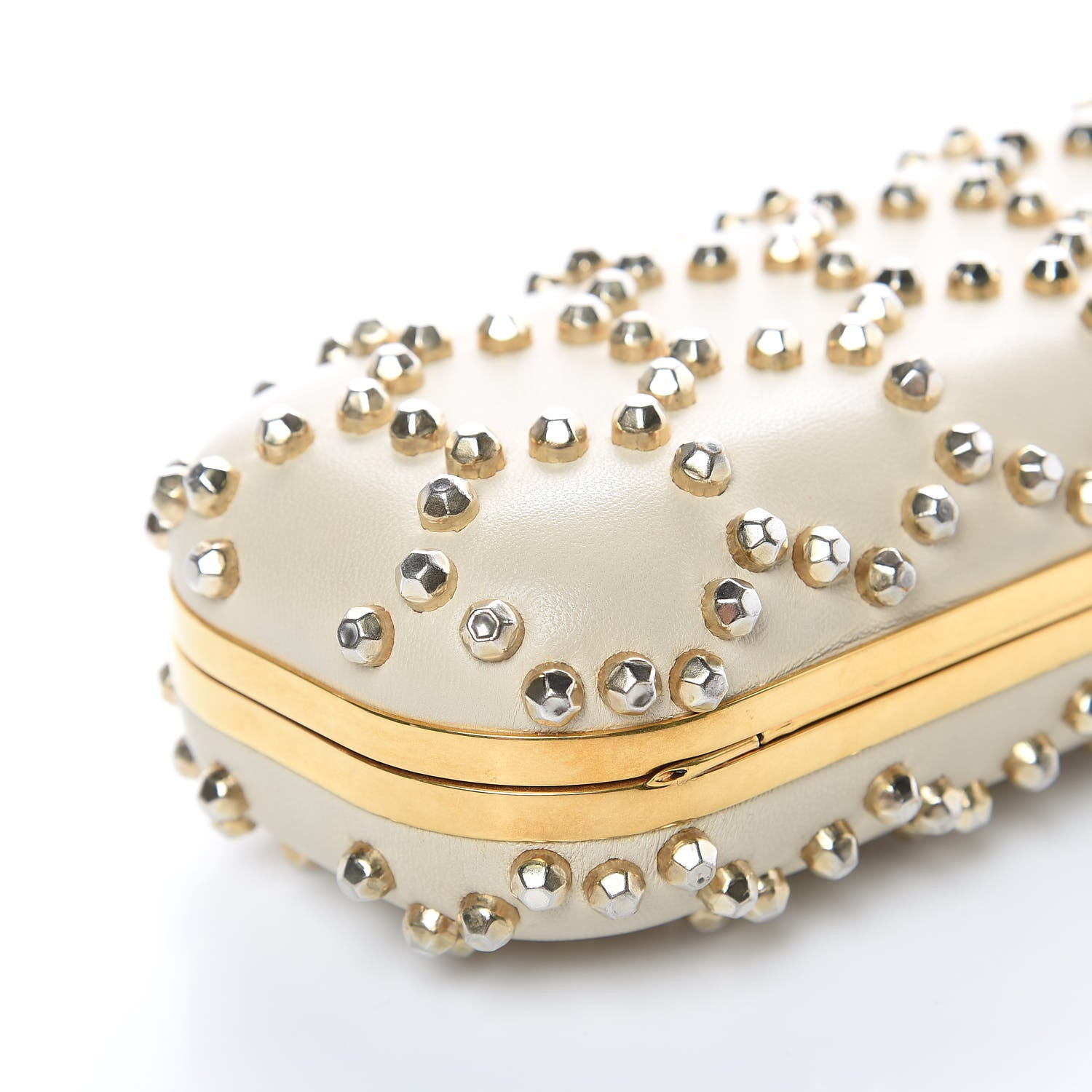 Alexander McQueen Nappa Studded Twin Skull Box Clutch Ivory 8 of 12