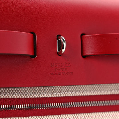Hermes Toile H Berline Vache Hunter Herbag Zip PM 31 Rouge Piment Ecru 7 of 9