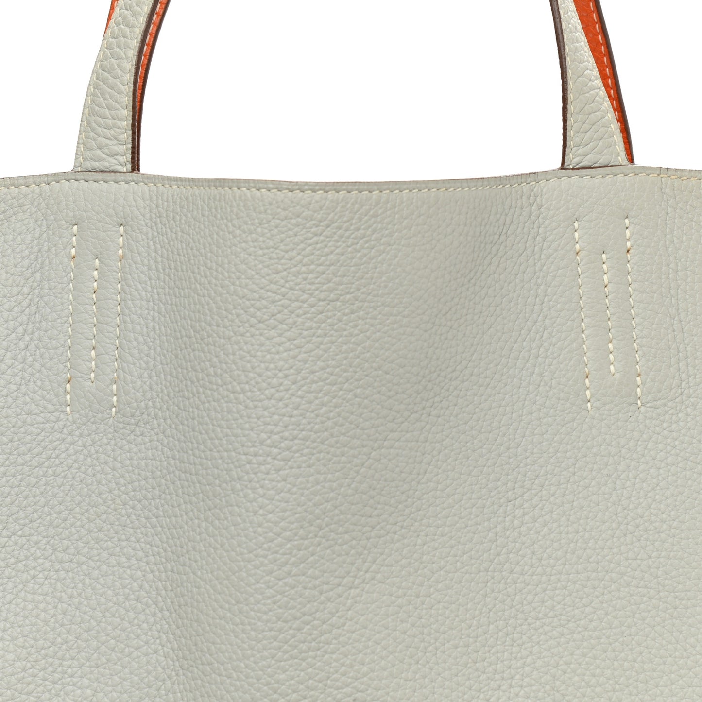 Taurillon Clemence Double Sens 36 Reversible Tote Gris Perle Orange