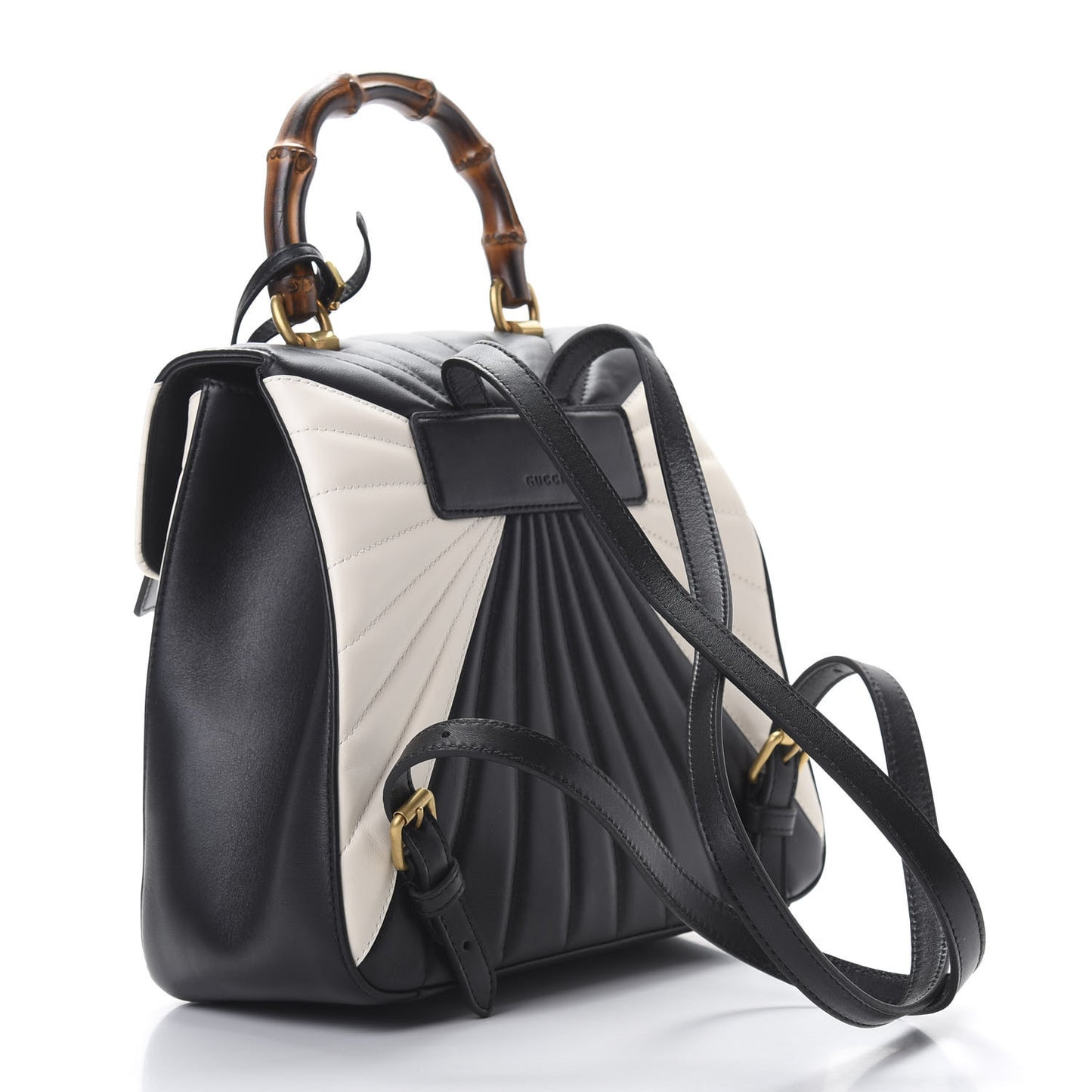 Calfskin Bamboo Trapuntata Queen Margaret Backpack Mystic White Black