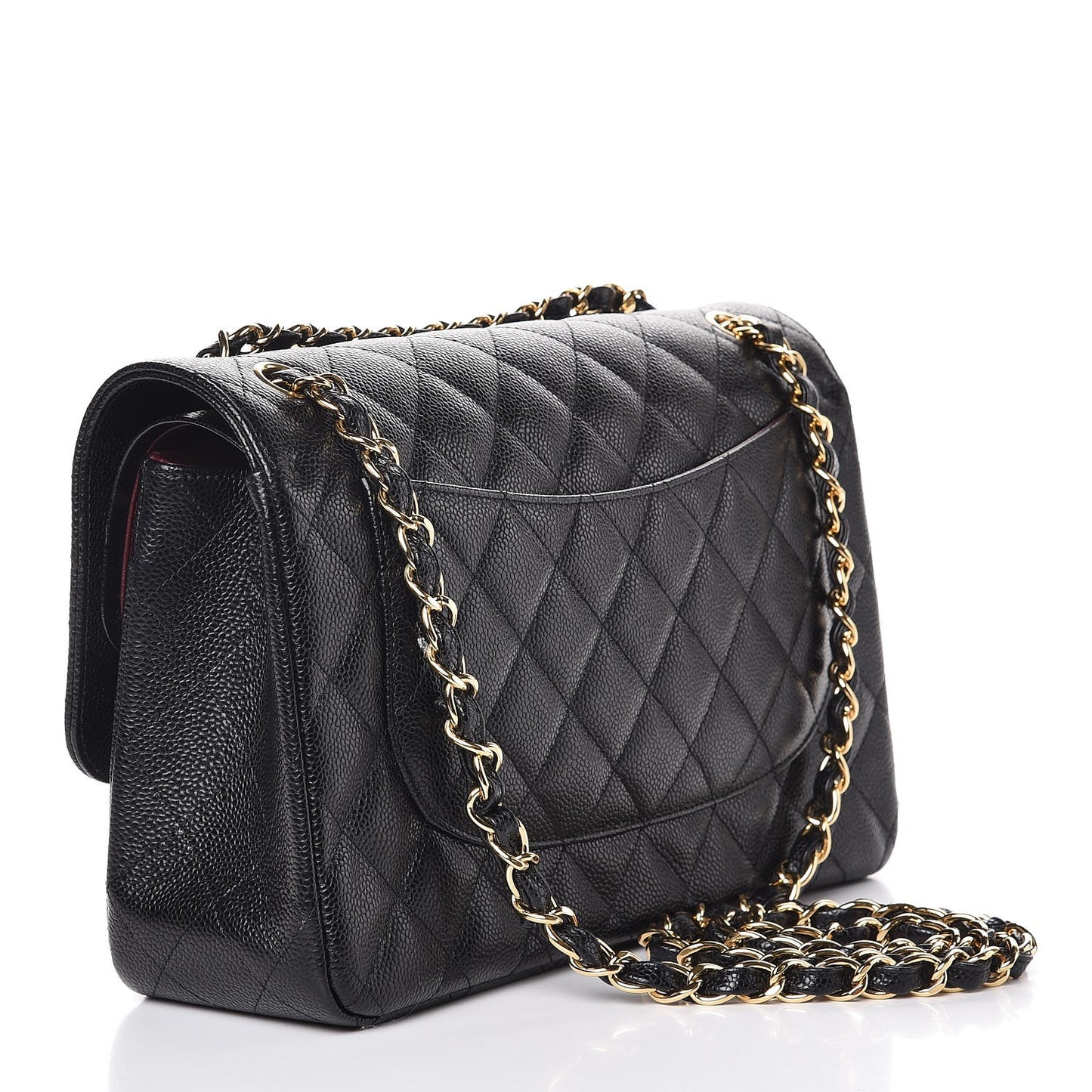 Caviar Quilted Jumbo Double Flap Black