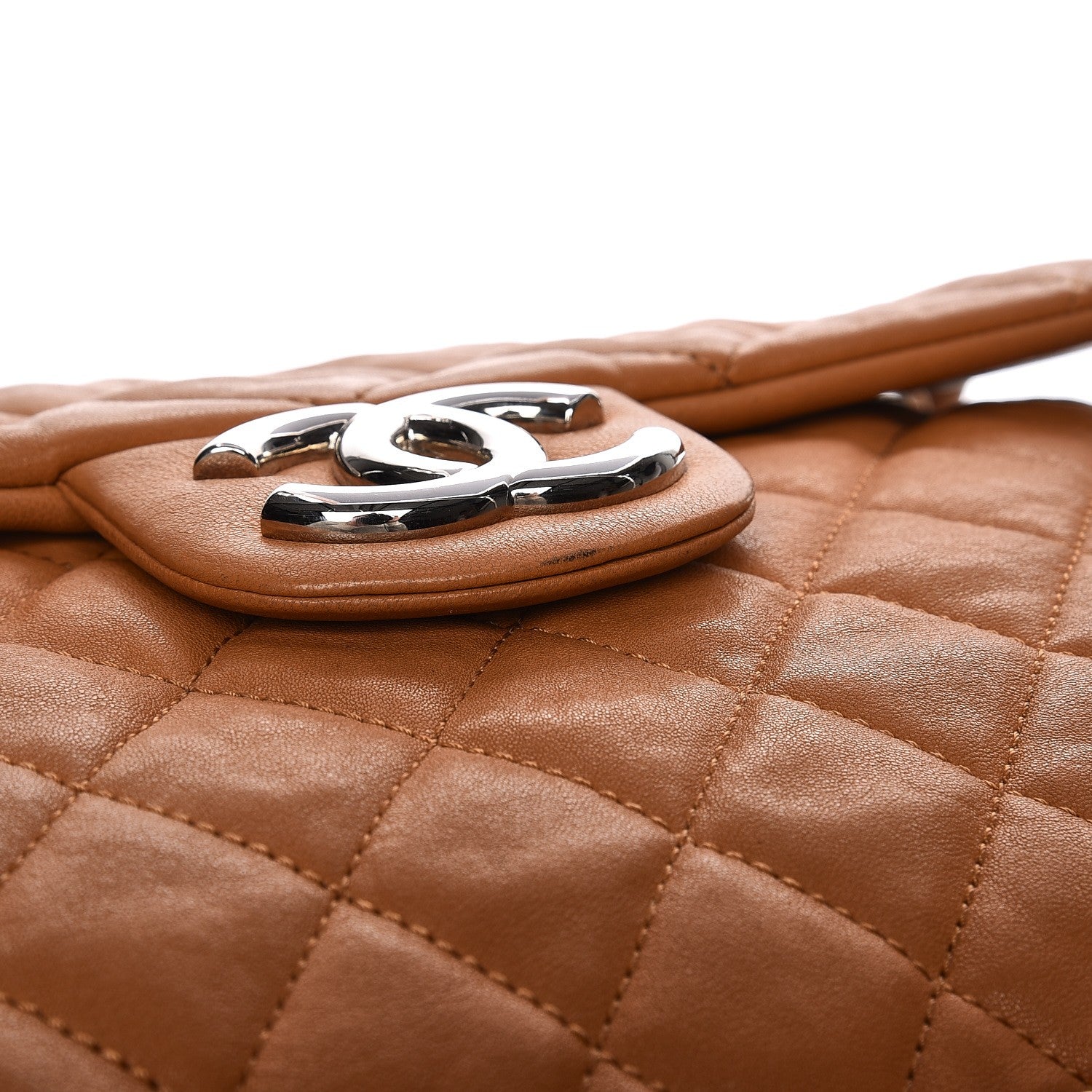 Chanel Washed Lambskin Chain Around Maxi Flap Bag Dark Beige 11 of 18