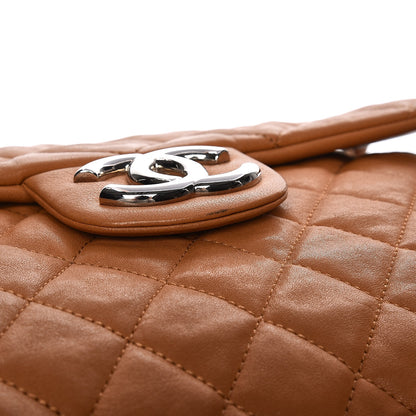 Chanel Washed Lambskin Chain Around Maxi Flap Bag Dark Beige 11 of 18