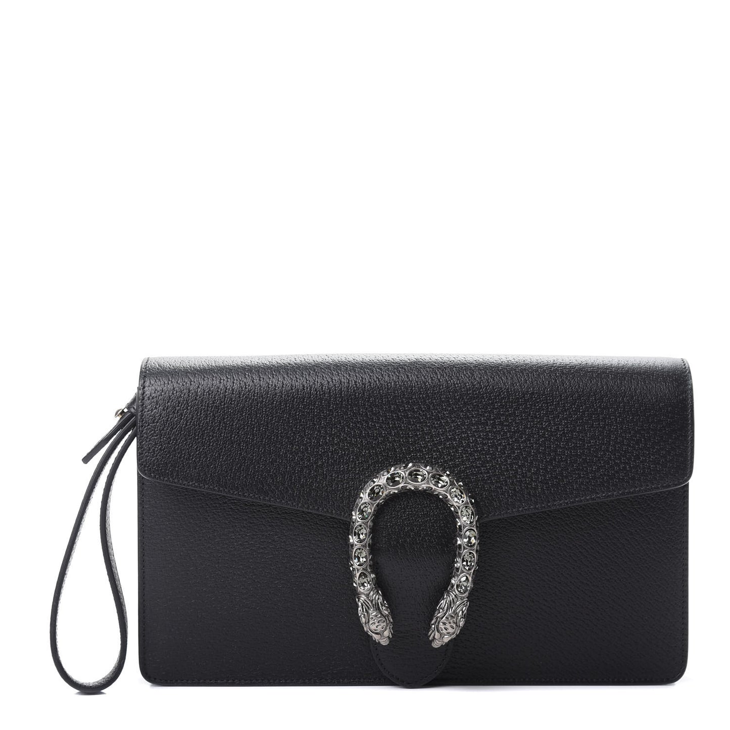 Dollar Calfskin Crystal Dionysus Clutch Wristlet Black Black Diamond