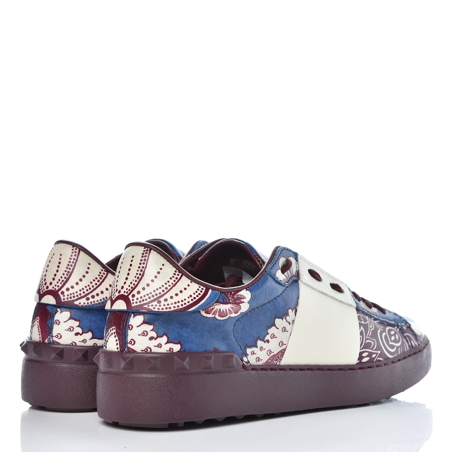 Valentino Garavani Calfskin Mime Rockstud Open Sneakers 39.5 Indigo Rubin Ivory 4 of 9