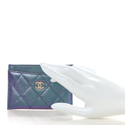 Chanel Iridescent Caviar Quilted Card Holder Dark Blue 2 of 9