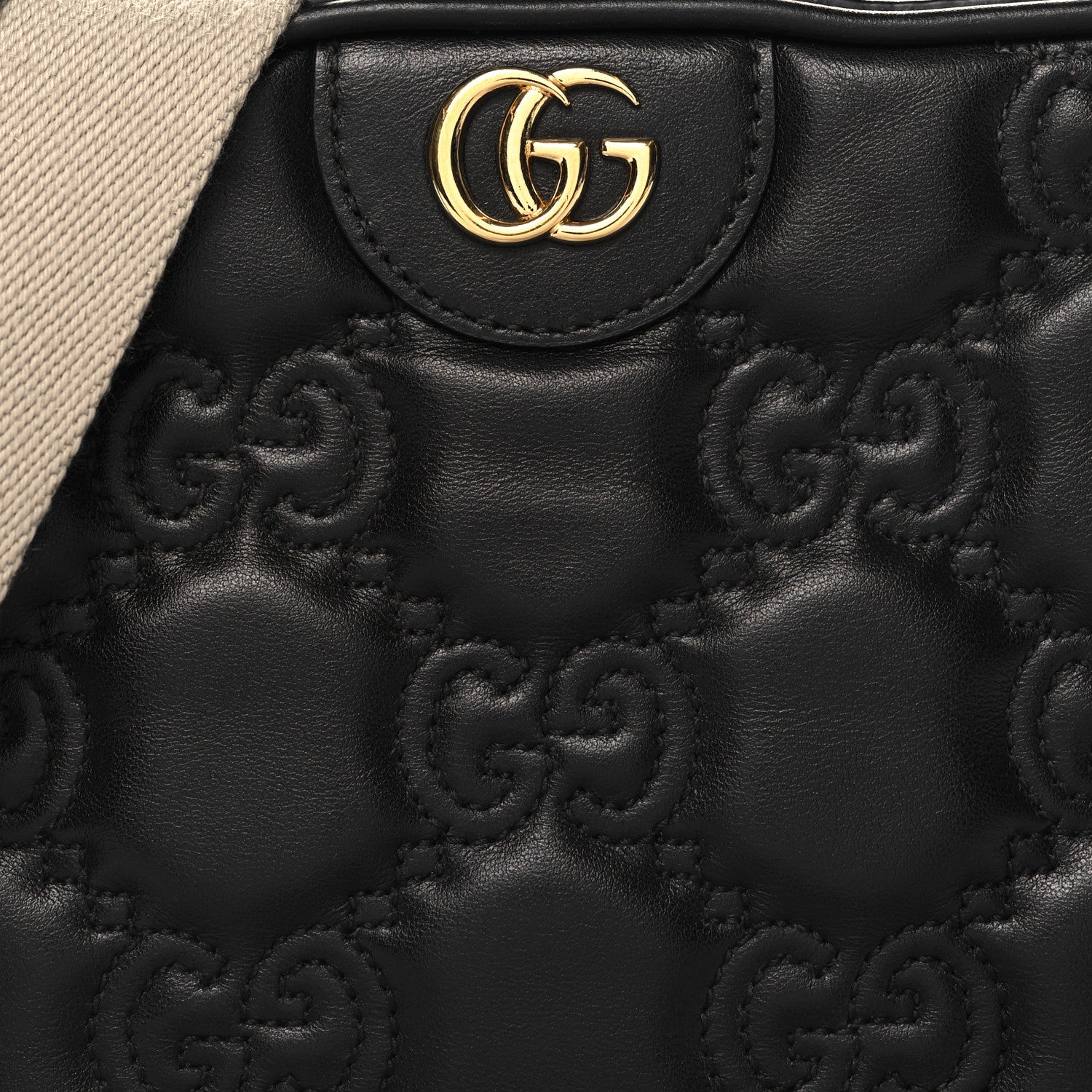 Gucci Calfskin GG Matelasse Shoulder Bag Black Natural 8 of 10