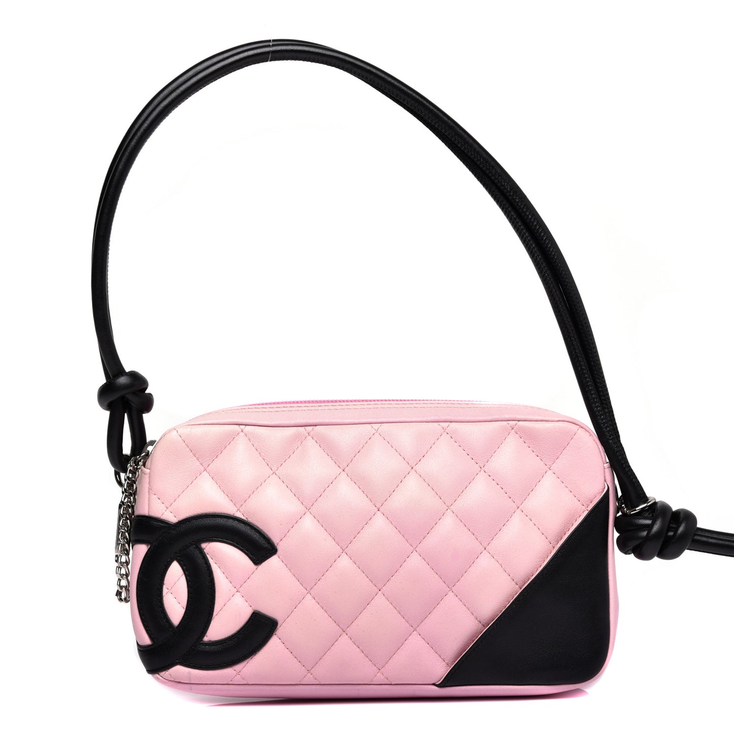 Calfskin Quilted Cambon Pochette Pink Black