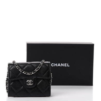 Chanel Caviar Quilted Flap Card Holder On Chain Black 12 of 12