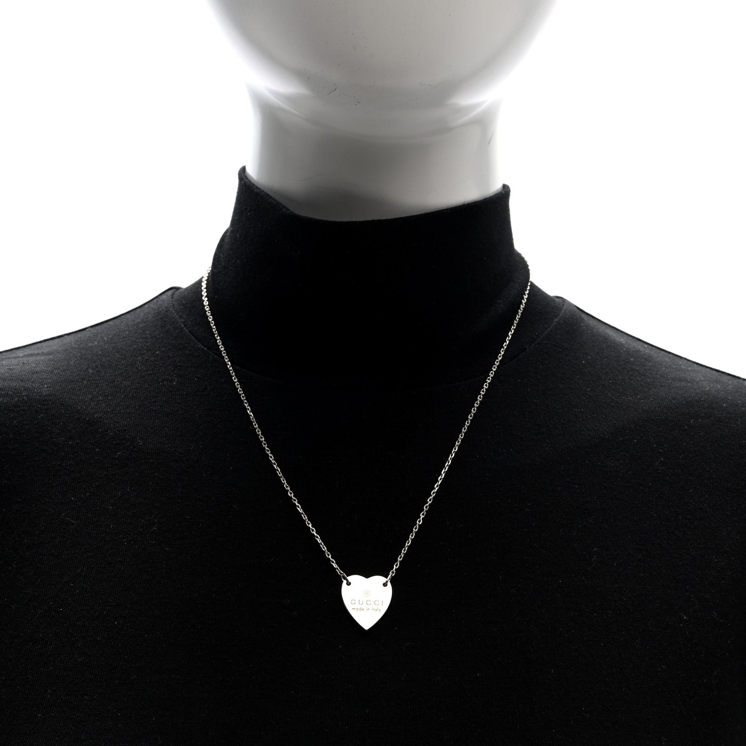 Gucci Sterling Silver Trademark Heart Pendant Necklace 2 of 6