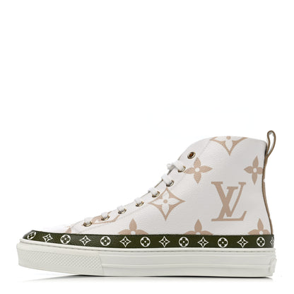 Louis Vuitton Monogram Giant Stellar Sneaker Boots 38.5 Kaki White Beige 1 of 4