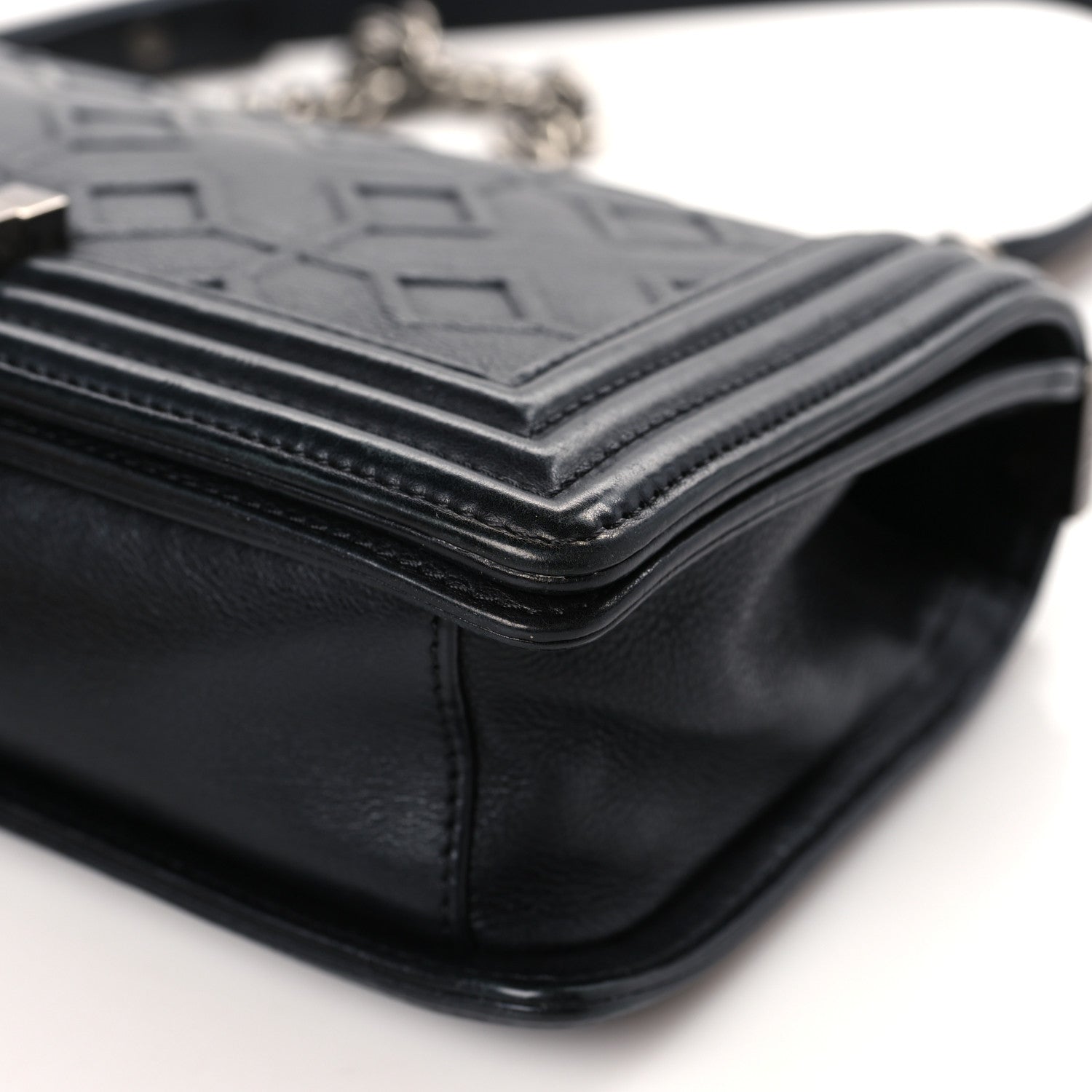 Chanel Calfskin Crystal Embossed Medium Boy Flap Black 9 of 9