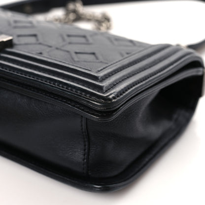 Chanel Calfskin Crystal Embossed Medium Boy Flap Black 9 of 9