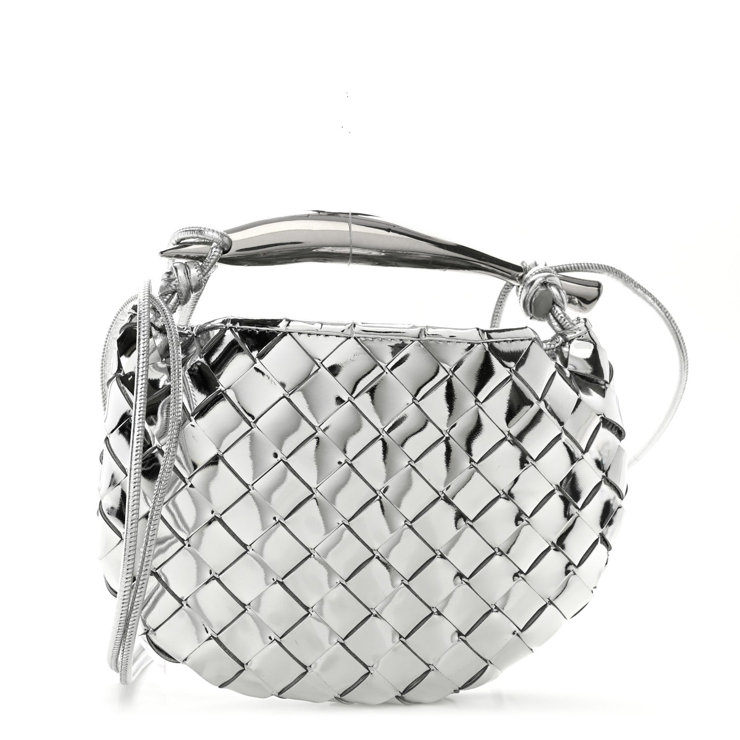 Bottega Veneta Mirror Laminated Nappa Intrecciato Mini Sardine Bag Silver 1 of 9
