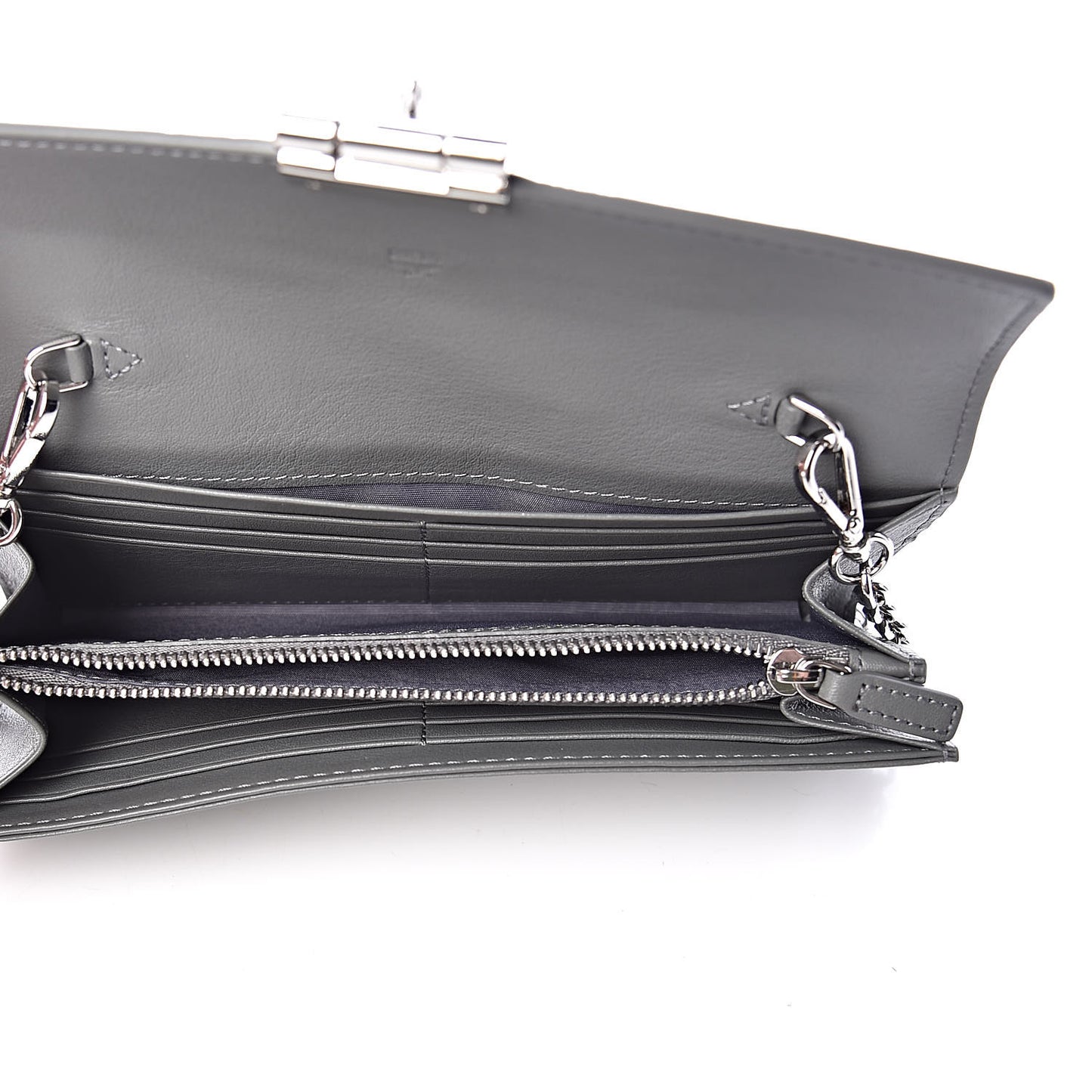 Calfskin Ottomar Large Patricia Wallet On Chain Grey