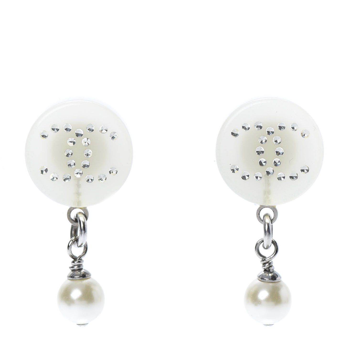Resin Crystal CC Drop Earrings Silver