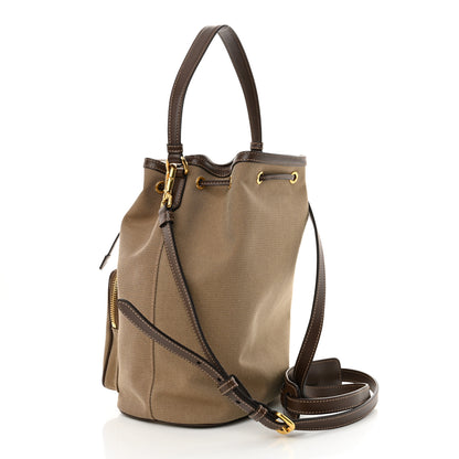 Prada Jacquard Logo Mini Bucket Crossbody Bag Corda Bruciato 3 of 10