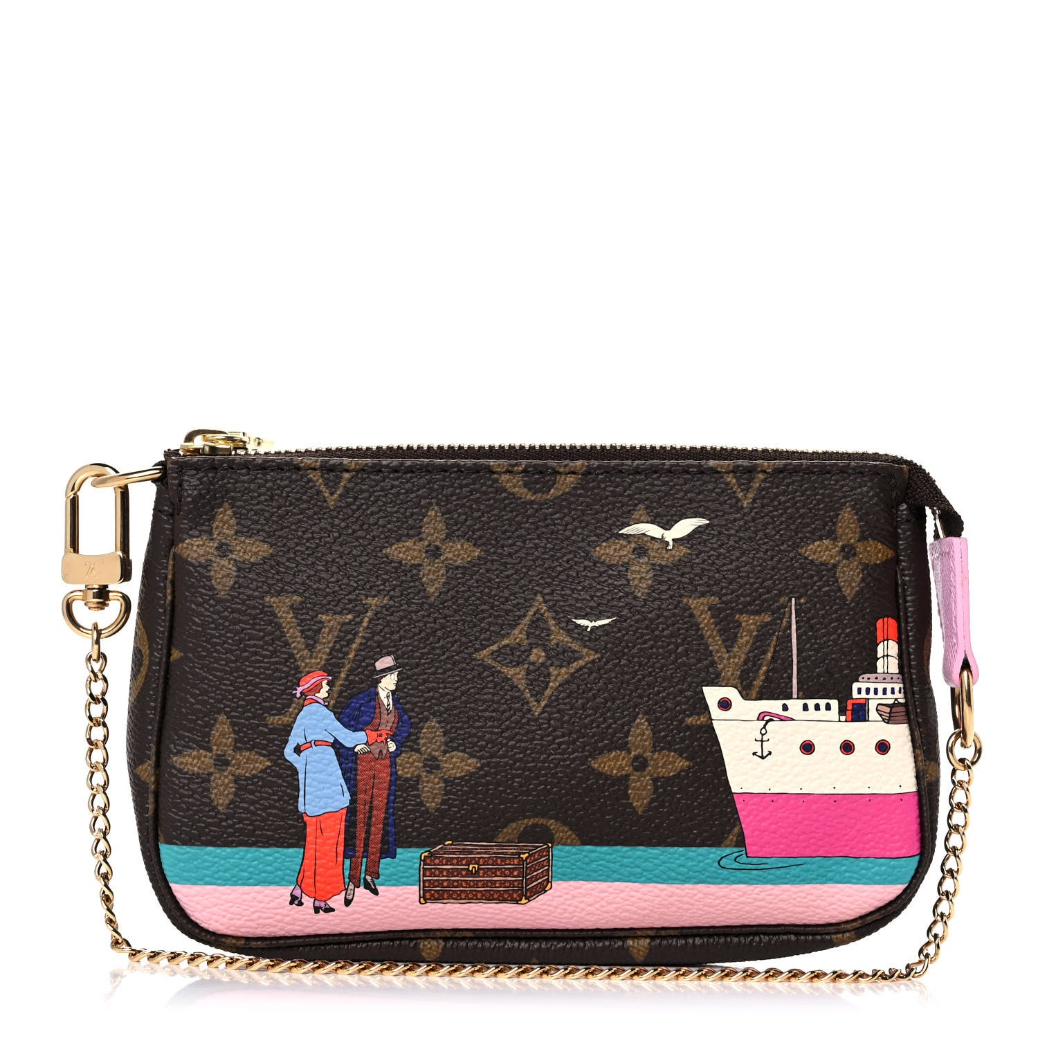 Louis Vuitton Monogram 2016 Christmas Animation Mini Pochette Accessories Rose Ballerine 1 of 11