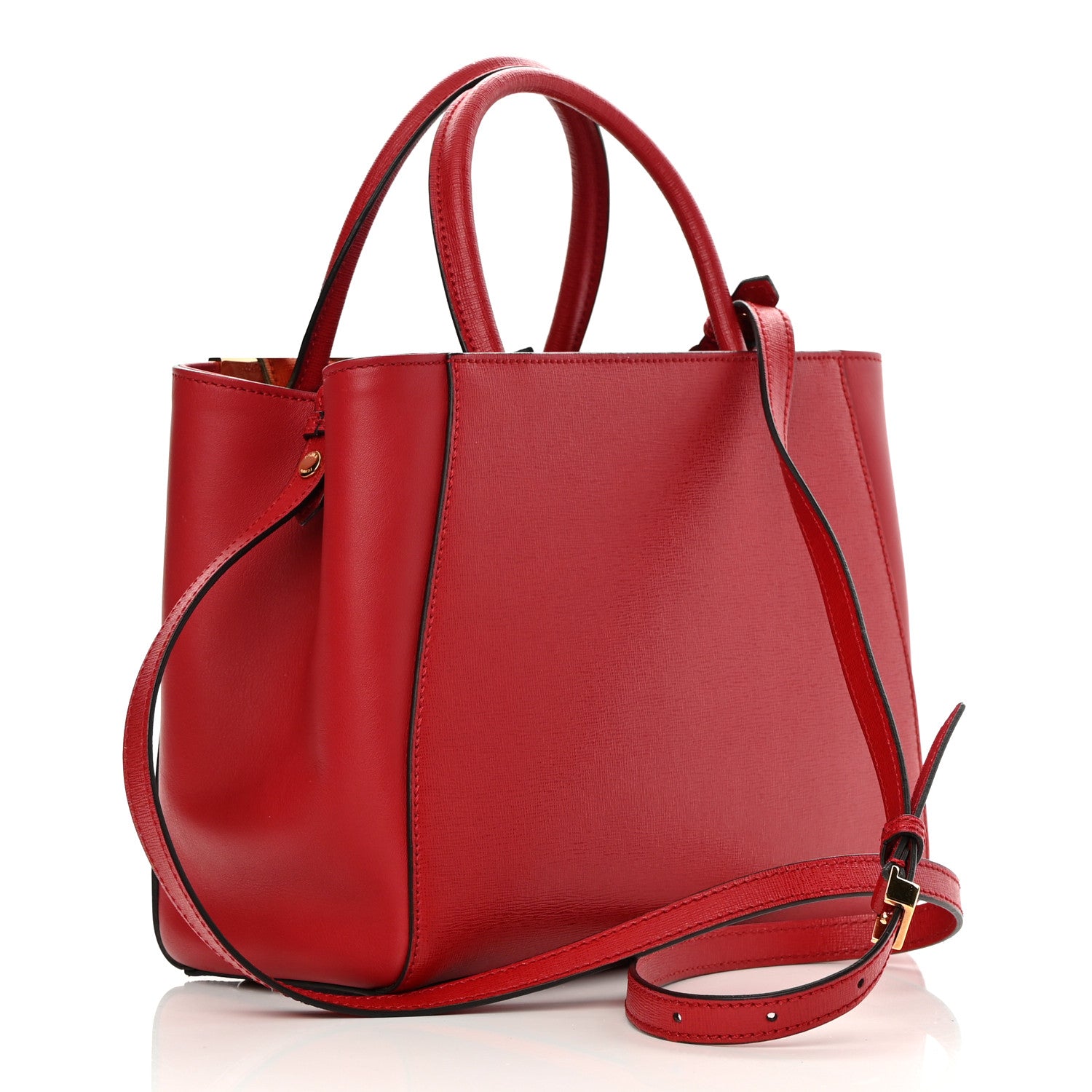 Fendi Vitello Elite Flamingo Petite 2Jours Tote Mattone 5 of 12