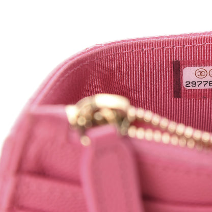 Chanel Caviar Quilted CC Zip Card Holder Pink 7 of 7