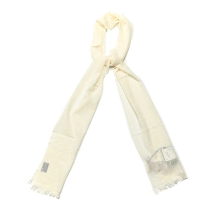 Gucci Wool Silk Monogram Shaby Fringe Scarf White 1 of 4