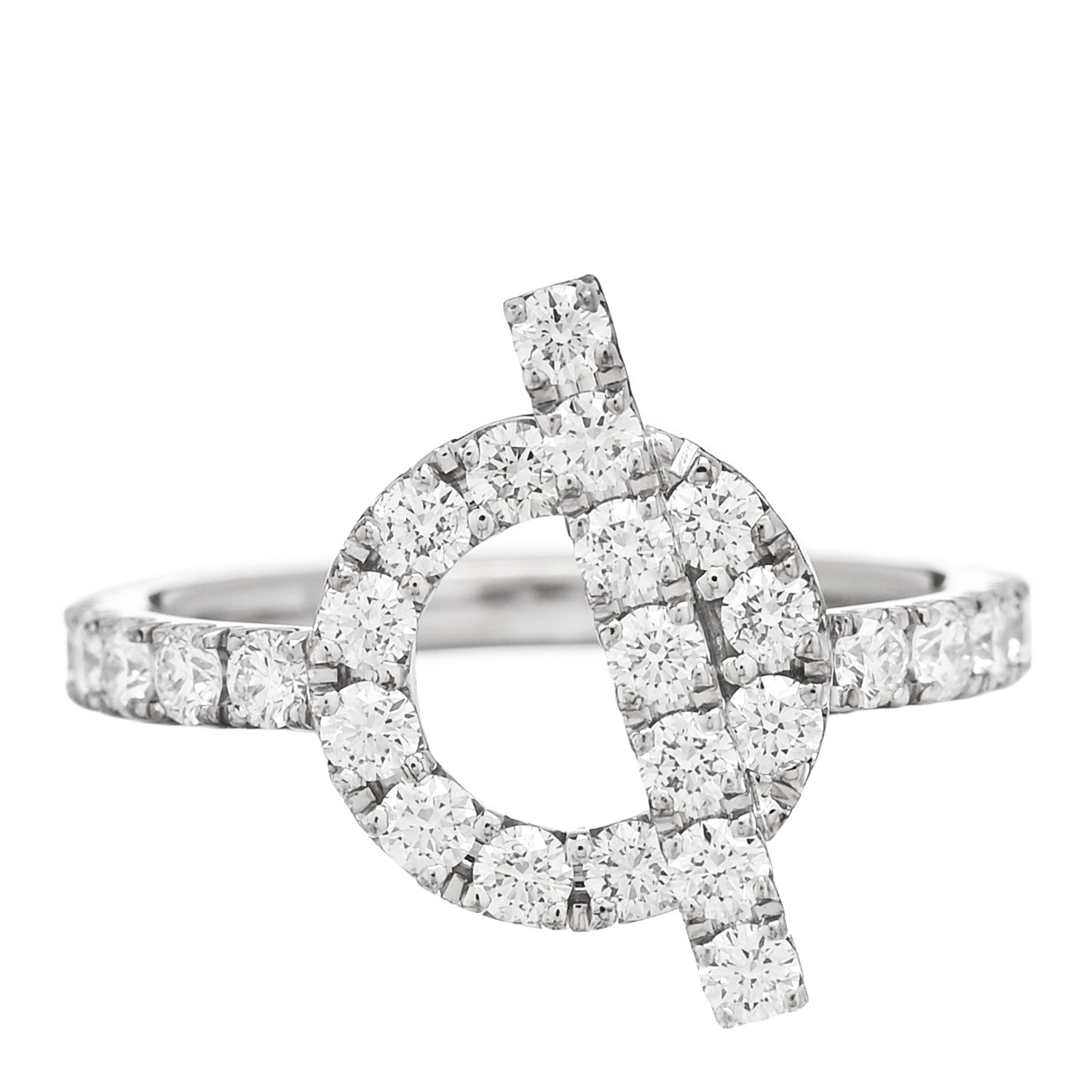 Hermes 18K White Gold Diamond Finesse Ring 49 4.75 1 of 7