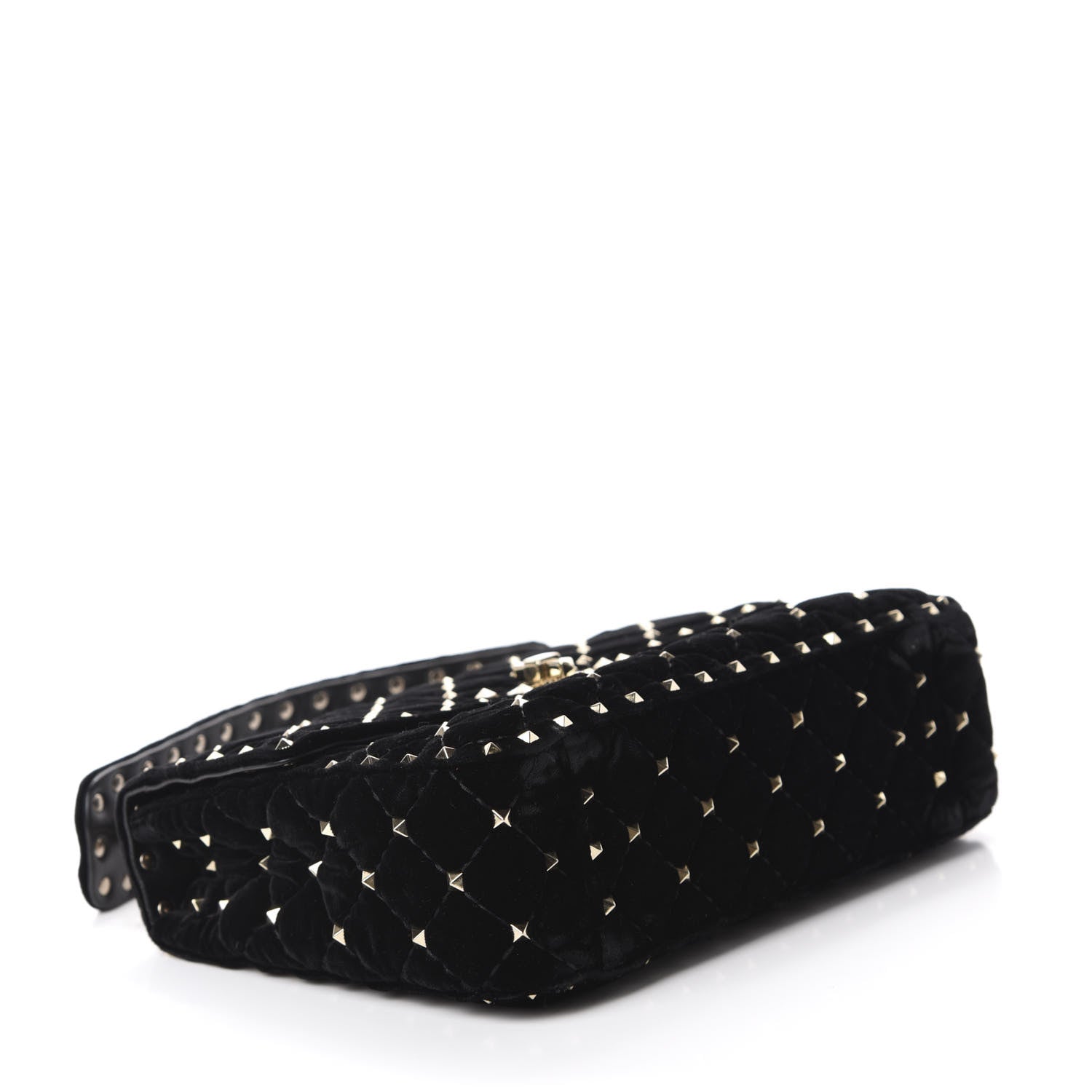 Valentino Garavani Velvet Medium Rockstud Spike Shoulder Bag Black 4 of 10