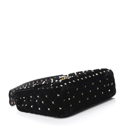 Valentino Garavani Velvet Medium Rockstud Spike Shoulder Bag Black 4 of 10