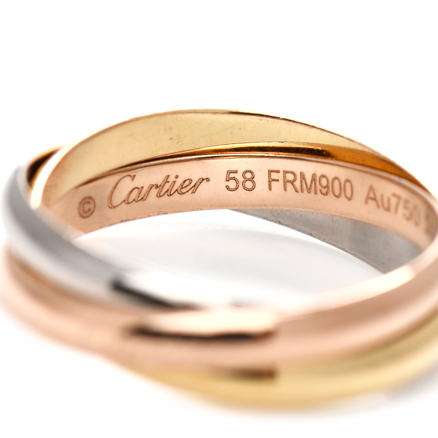 18K Pink Yellow White Gold Small Trinity Ring 58 8.25