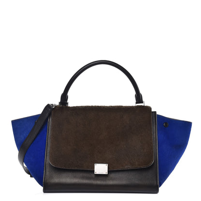 Celine Pony Hair Smooth Calfskin Tri-color Medium Trapeze Cobalt 1 of 17