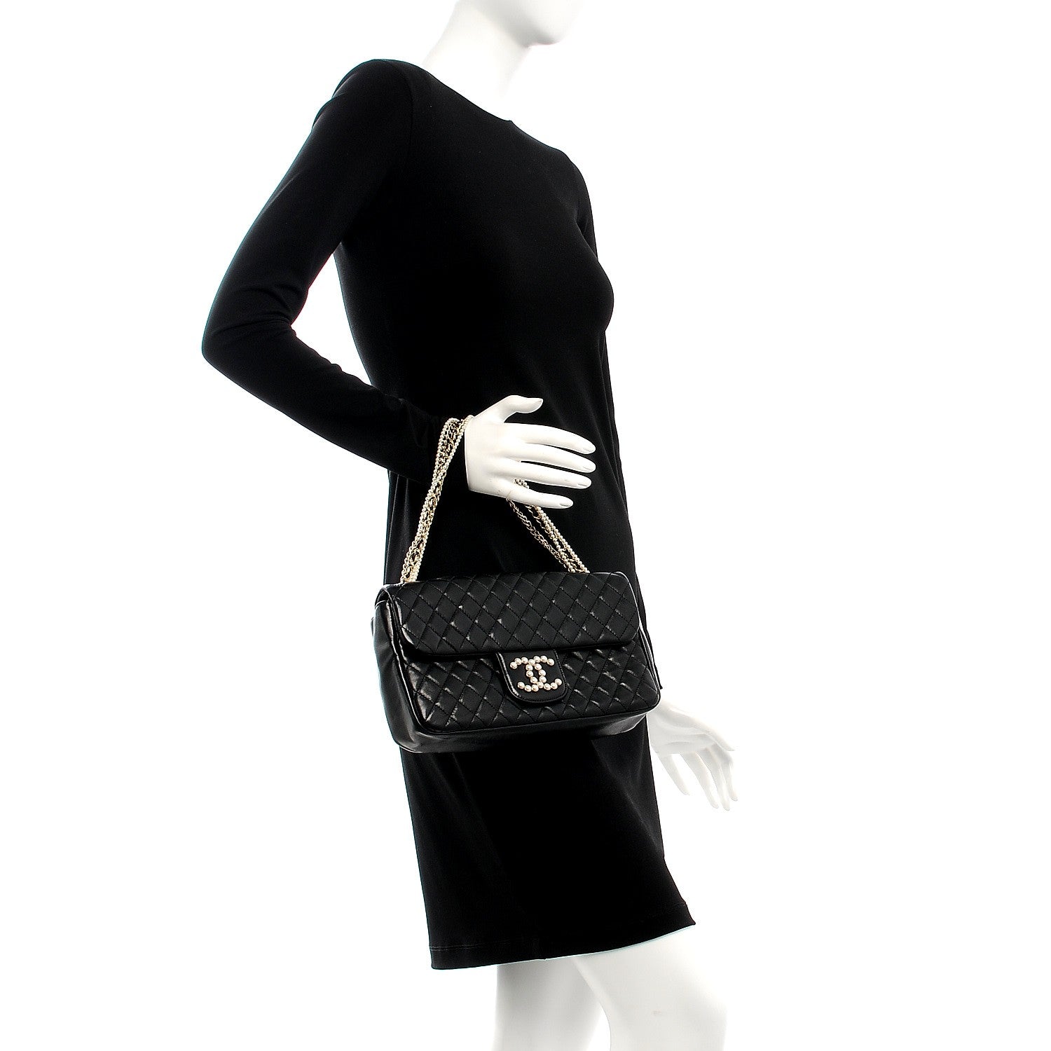 Chanel Lambskin Quilted Medium Westminster Pearl Flap Black 2 of 8