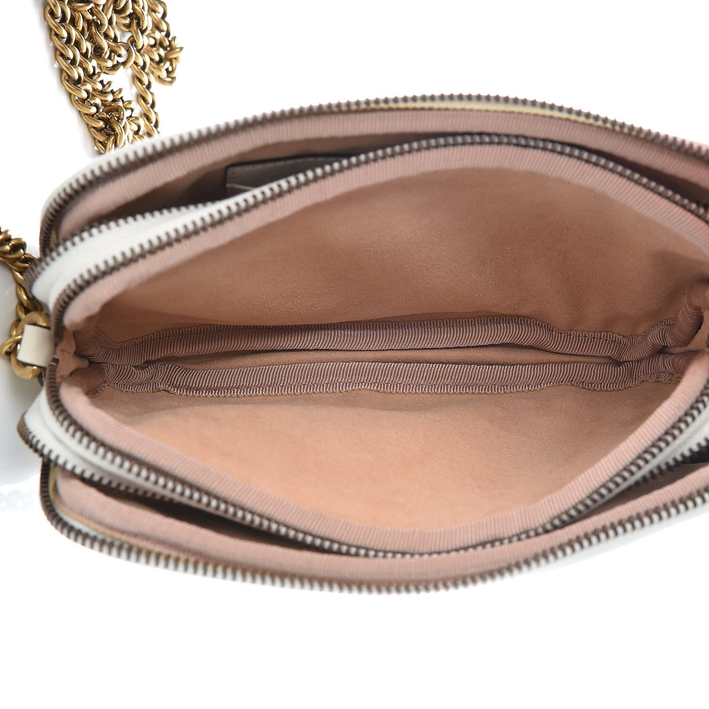 Calfskin Matelasse Mini GG Marmont Chain Crossbody Bag White