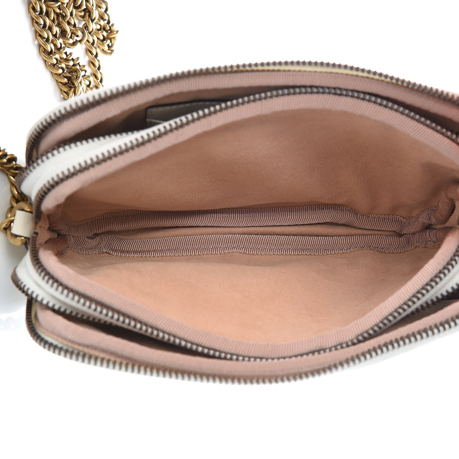 Gucci Calfskin Matelasse Mini GG Marmont Chain Crossbody Bag White 6 of 12
