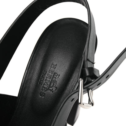 Hermes Calfskin Eris 90 Sandals 37 Black 11 of 12