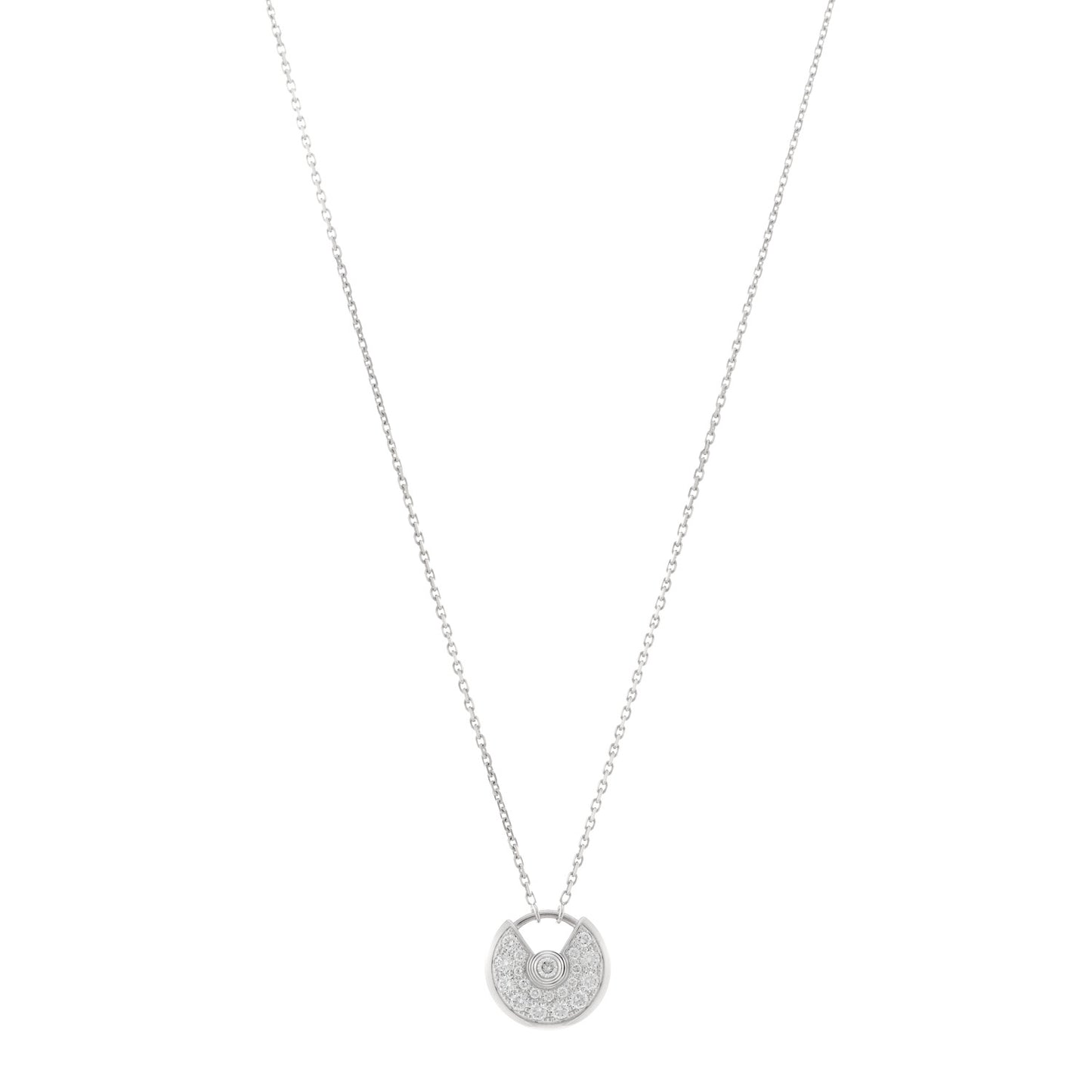 18K White Gold Diamond XS Amulette de Cartier Pendant Necklace