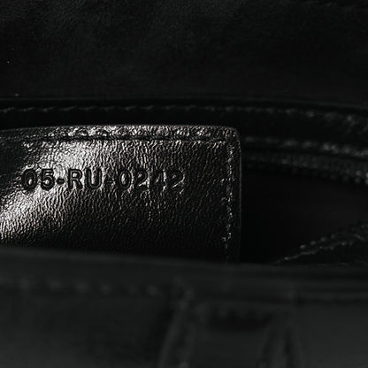 Christian Dior Shiny Crinkled Calfskin Studded Saddle Bag Black 7 of 12