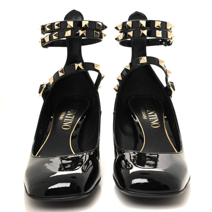 Valentino Garavani Patent Rockstud Ankle Strap Mary Jane Pumps 36 Black 2 of 9